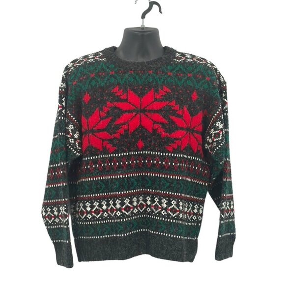 Vintage 80's High Sierra Mens Holiday Sweater Size Medium Pullover Gray *See - Picture 1 of 7